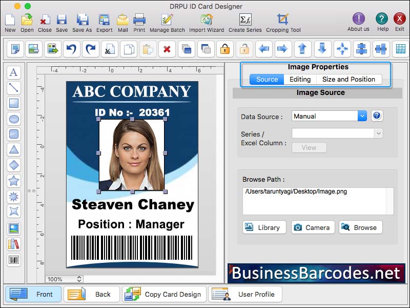 Screenshot of Mac ID Badges Generator Software