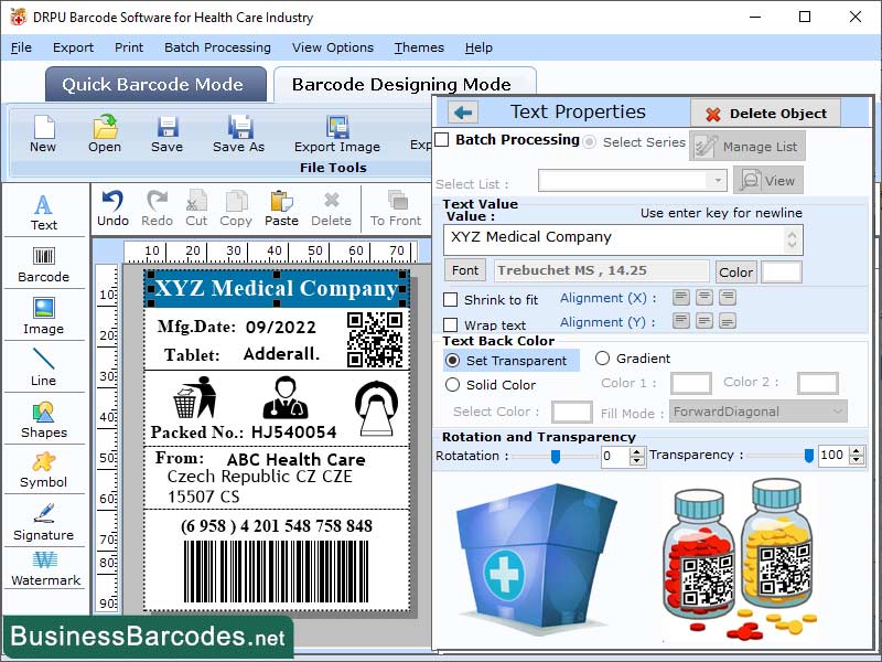Screenshot of Label Medication Administration System
