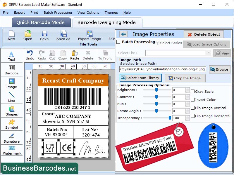 Screenshot of Data MicroPDF417 Barcode Scanner Tool