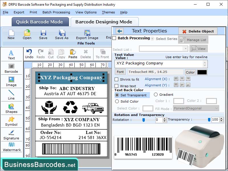 Create and Print Barcode Software screenshot