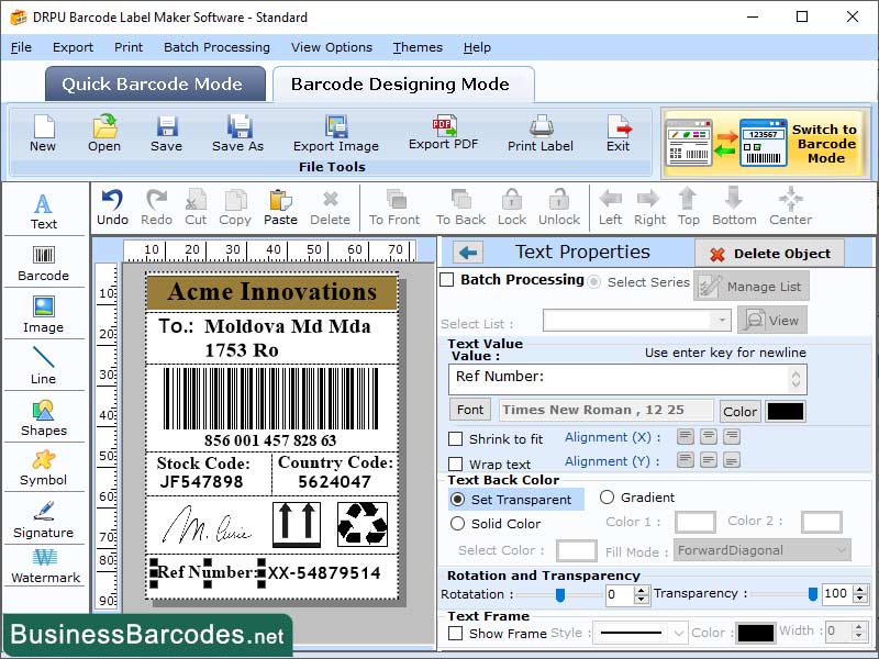 Screenshot of Order Online Business Barcode Maker 7.9.1.2