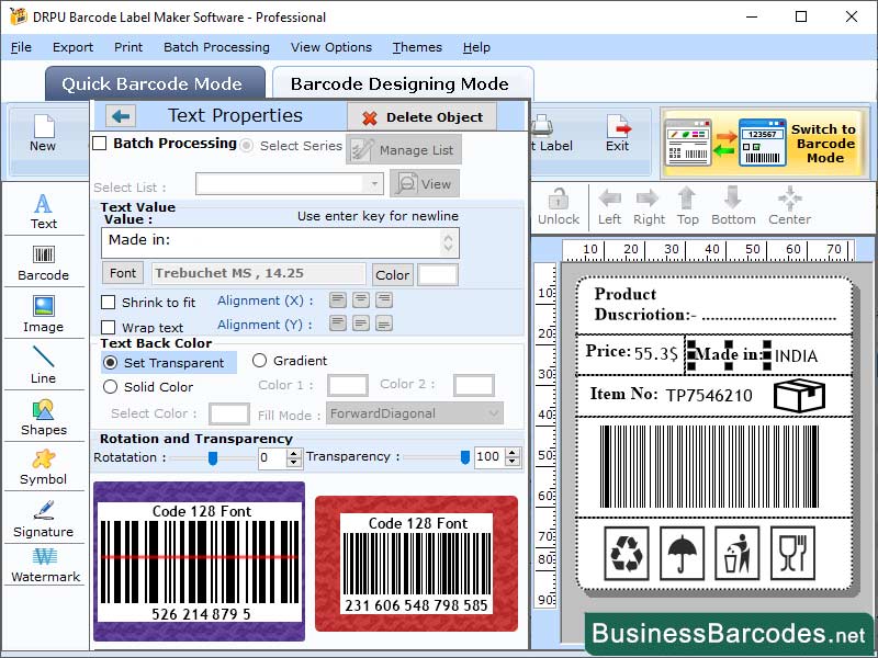 Windows 10 Code 128 Barcode Software full