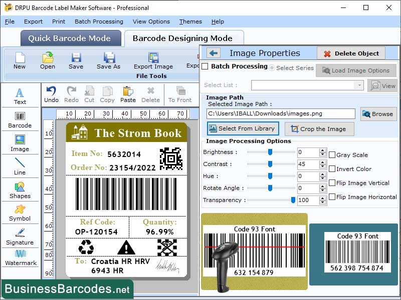 Windows 10 Generate Code 93 Barcode Tool full