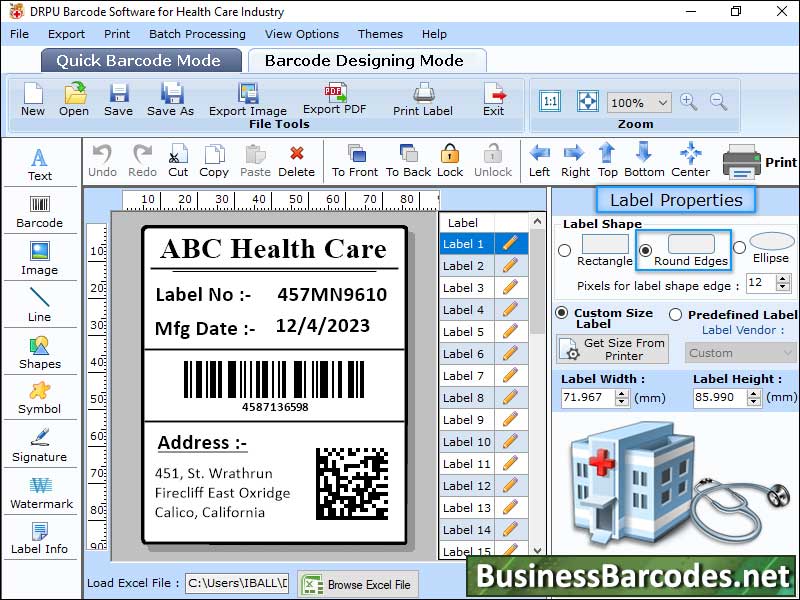 Screenshot of Pharmacy Barcodes Maker Application