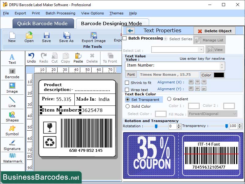 Creator ITF-14 Barcode Software screenshot