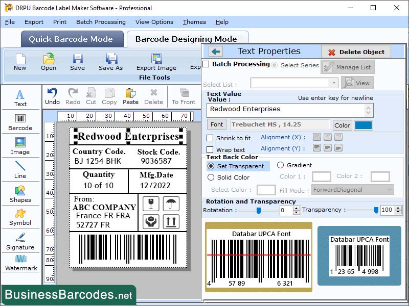 Tracking Databar UPCA Barcode Software Windows 11 download
