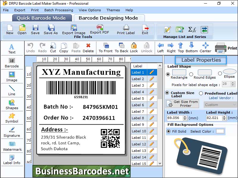 Screenshot of Professional Barcode Maker Software
