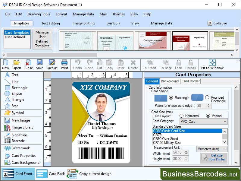 Screenshot of Professional Identity Card Software