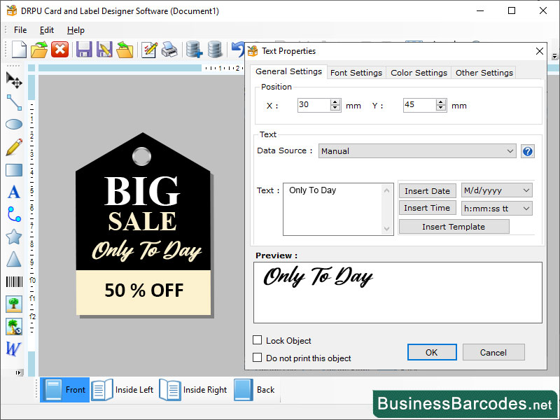 Screenshot of Print Interactive Label Designs