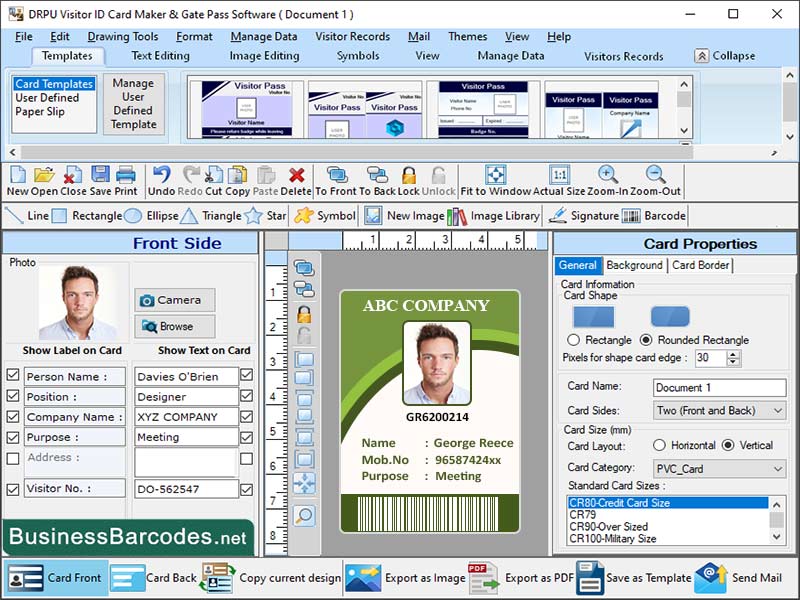 Screenshot of Visitor Gate Pass Maker Software