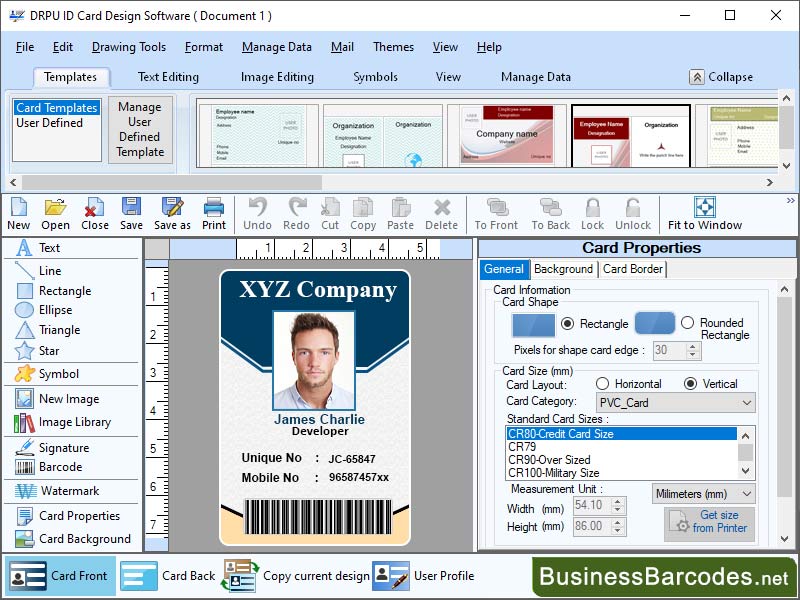 Screenshot of Printing ID Card Software