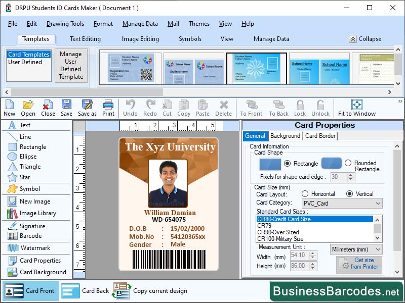 Screenshot of Printing Compatible Id Card Software