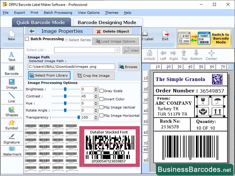 Screenshot of Data Bar Stacked Barcode Maker