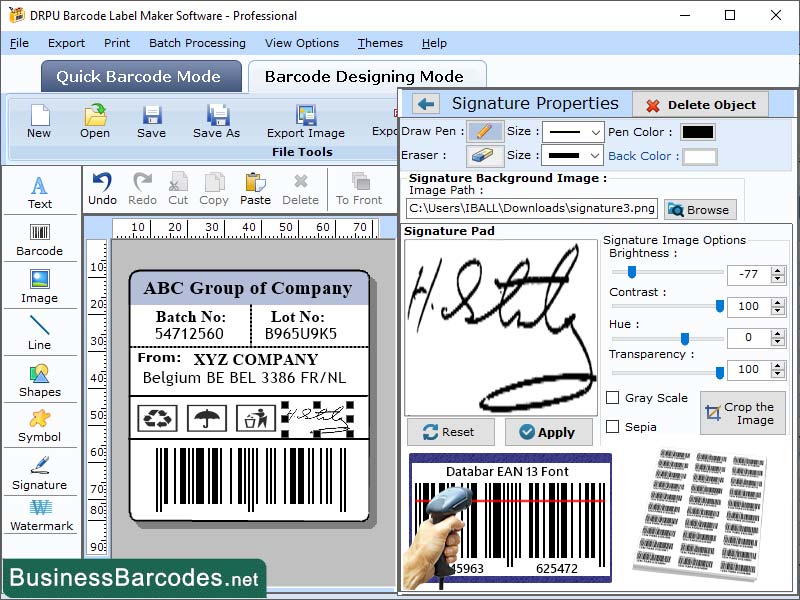 Screenshot of EAN13 Barcode Decoding Software