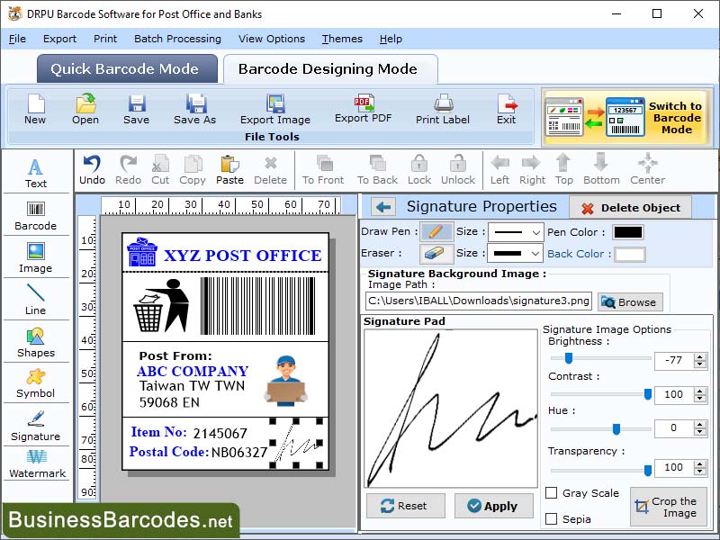 Screenshot of Barcode Maker for Post Office