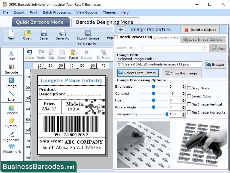Screenshot of Retail Business Barcode Label Tool