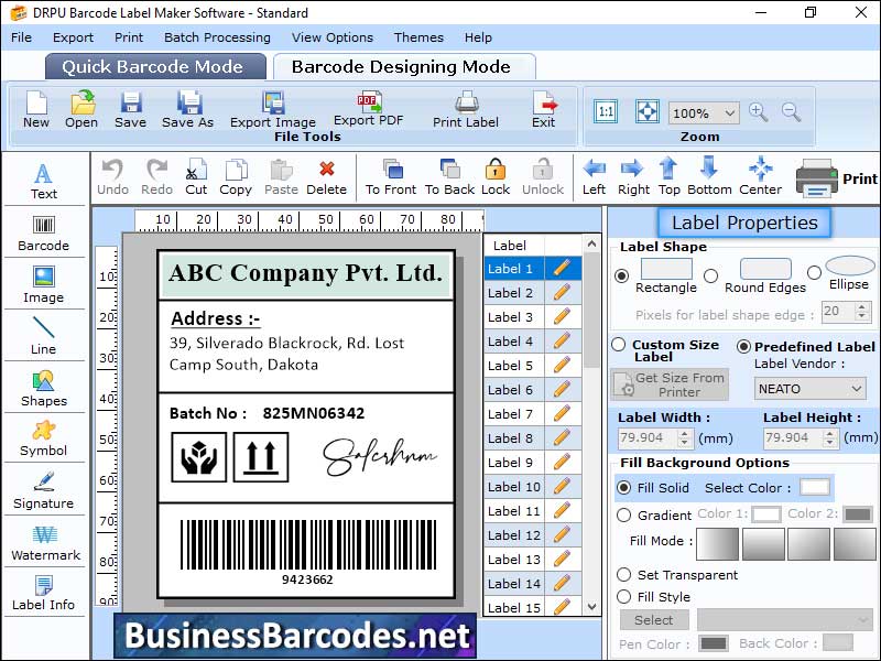 Screenshot of Read Code 39 Barcode