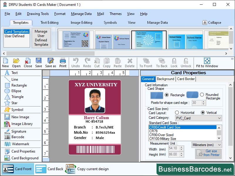 Screenshot of Template Library for ID Badge 8.8.0.9