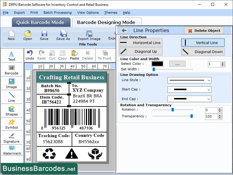 Screenshot of Online Retail Barcode Maker Software