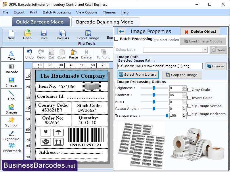 Screenshot of Roll Barcode Labelling Software