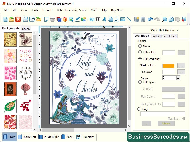 Screenshot of Custom Wedding Card Maker Software