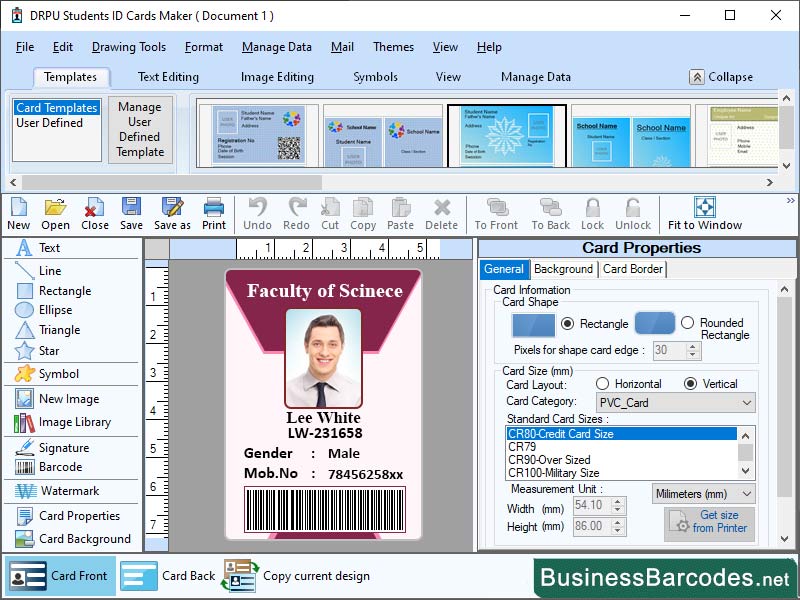 Screenshot of Printing Student ID Card Software