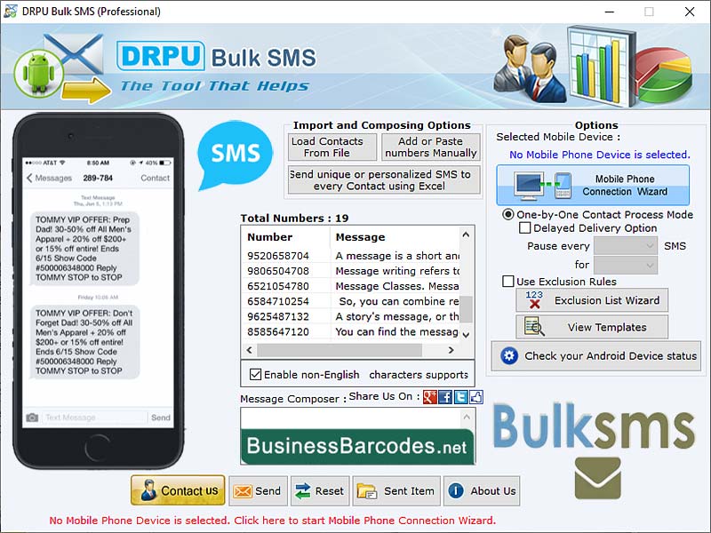 Organization SMS Message Software screenshot