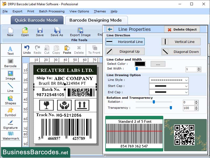 Standard 2 of 5 Barcode Creator Program 15.6 full