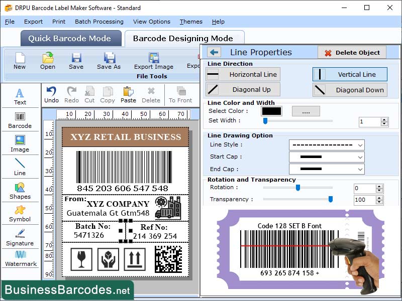 Screenshot of Databar 128 Barcode Application