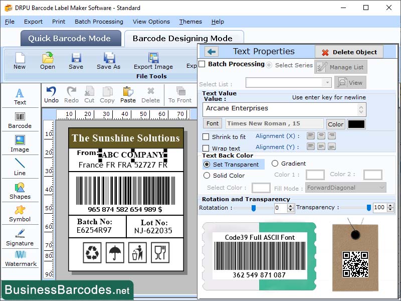 Printable Full ASCII Barcode Software Windows 11 download