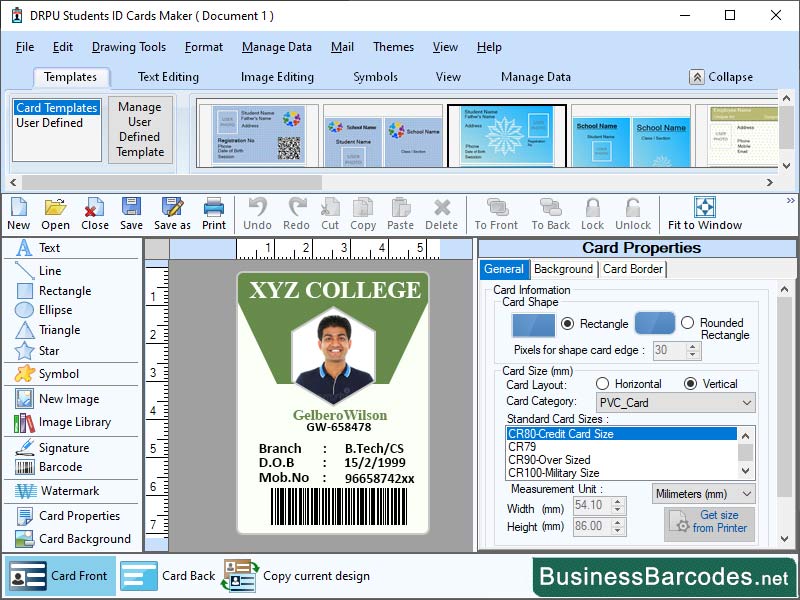 Screenshot of ID Badge Software