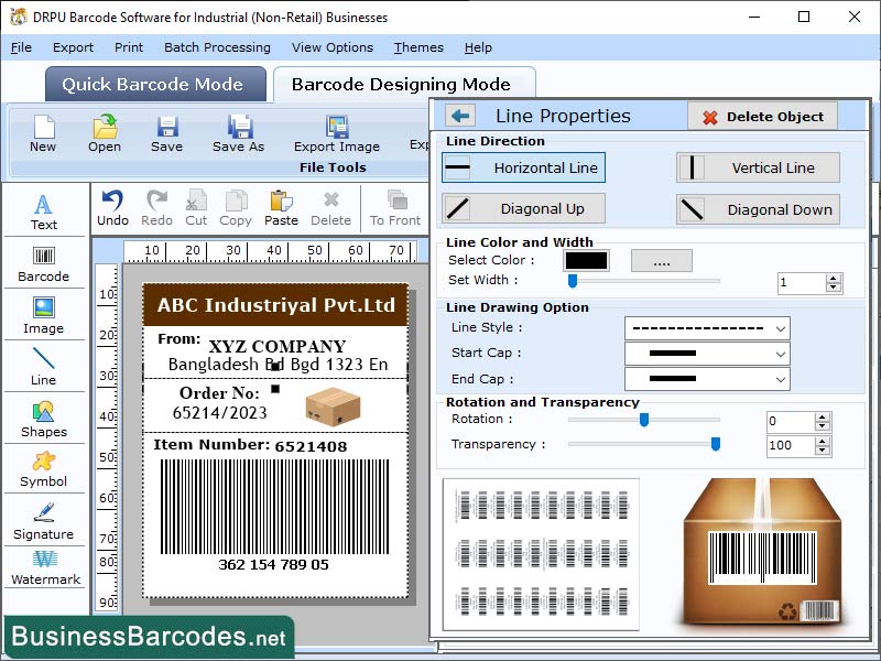 Screenshot of Industrial 2 of 5 Barcodes