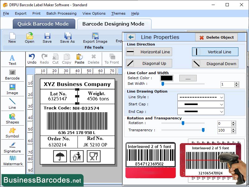 Screenshot of 2of 5 Interleaved Barcode Generato