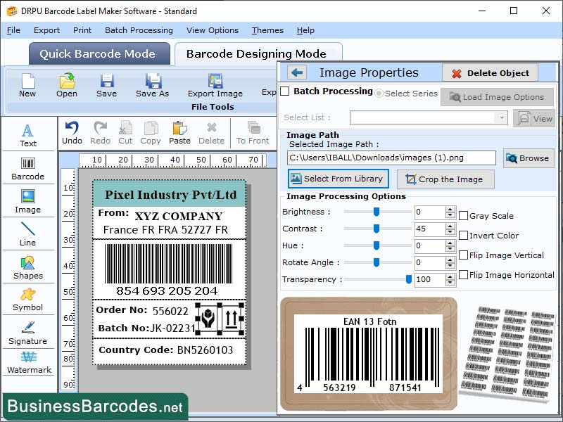 Screenshot of Standard DataBar EAN-13 Barcode