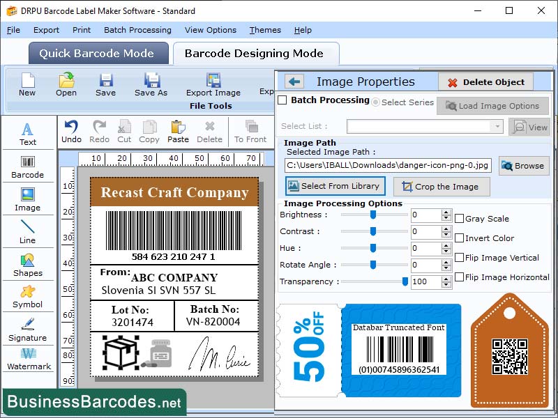 Screenshot of DataBar Truncated Barcode Maker