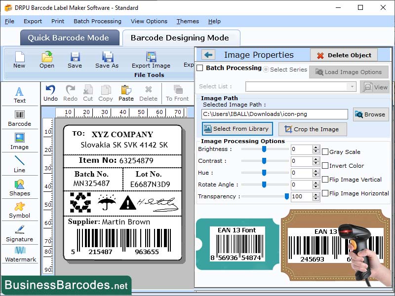 Screenshot of EAN 13 Barcode Maker Software