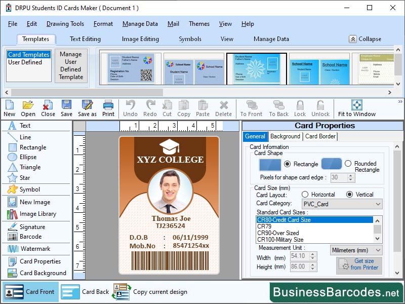 Screenshot of Create Own Student ID Card Software