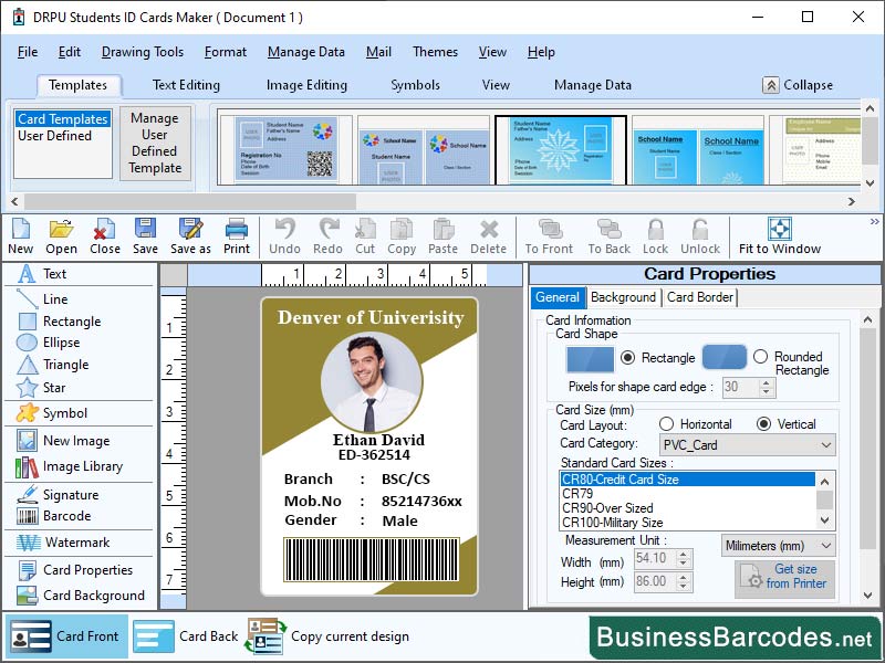 Screenshot of Collage Student ID Card Designing App