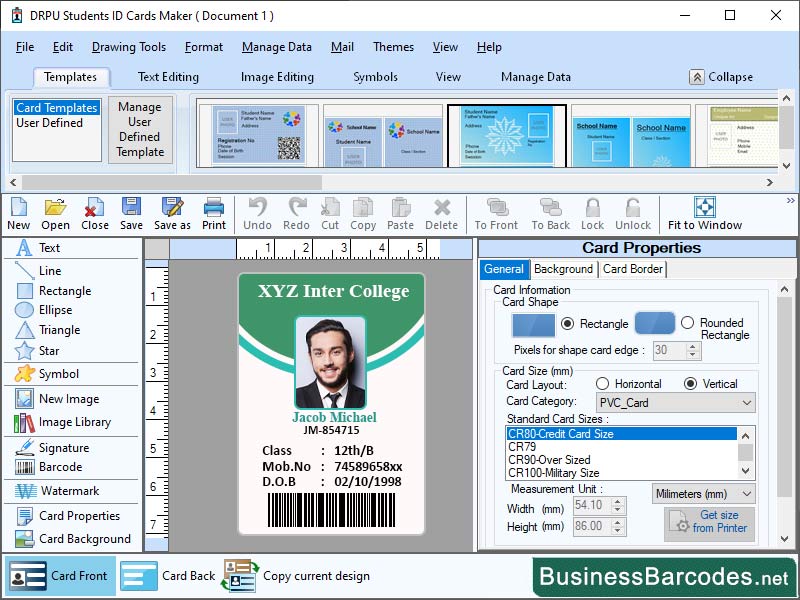 Screenshot of Student Photo ID Card Application