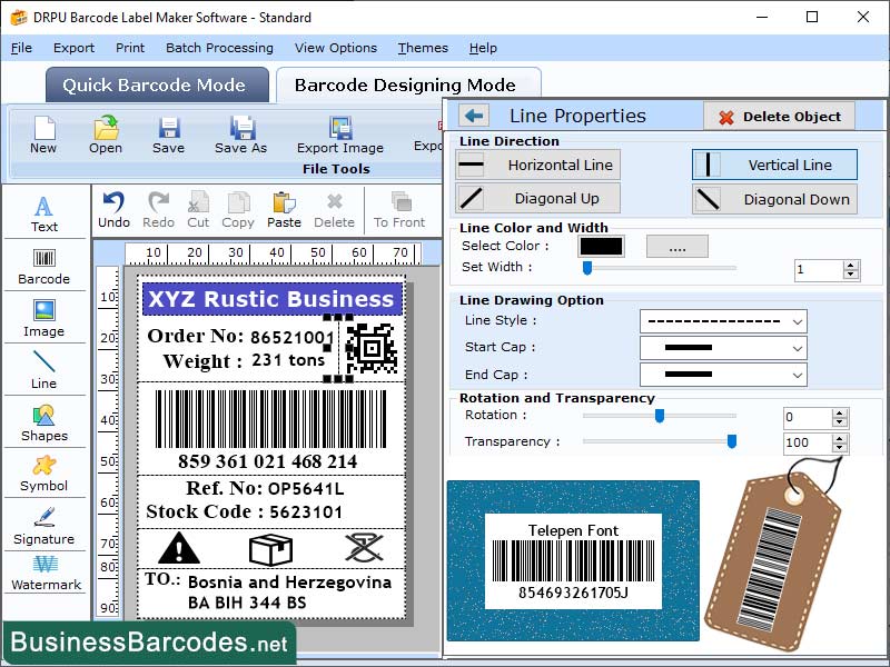 Screenshot of Telepen Barcode Scanning Tool