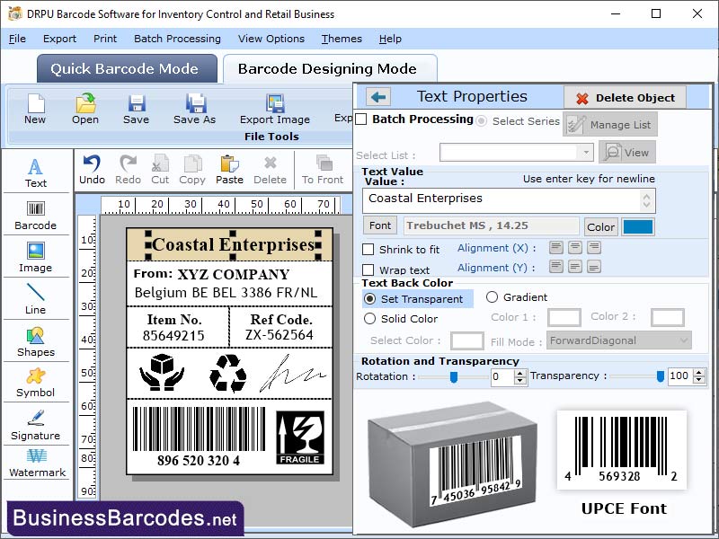 UPC Barcode Labels Creator software