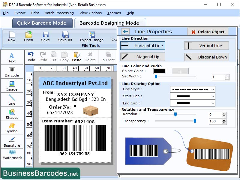 Screenshot of Industrial Barcode Designer Software