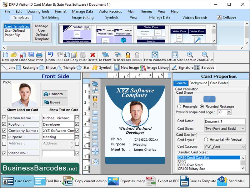 Screenshot of Employee Card Designing Software