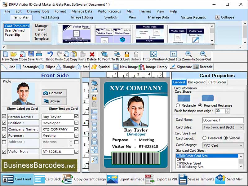 Screenshot of Visitor Gate Pass Designer Tool 9.4.2.7