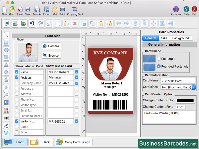 Screenshot of Custom Visitors ID Card Maker for Mac