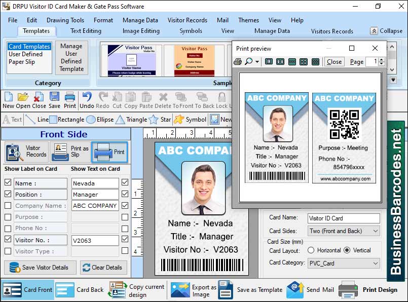 Screenshot of Application for ID Card Printing