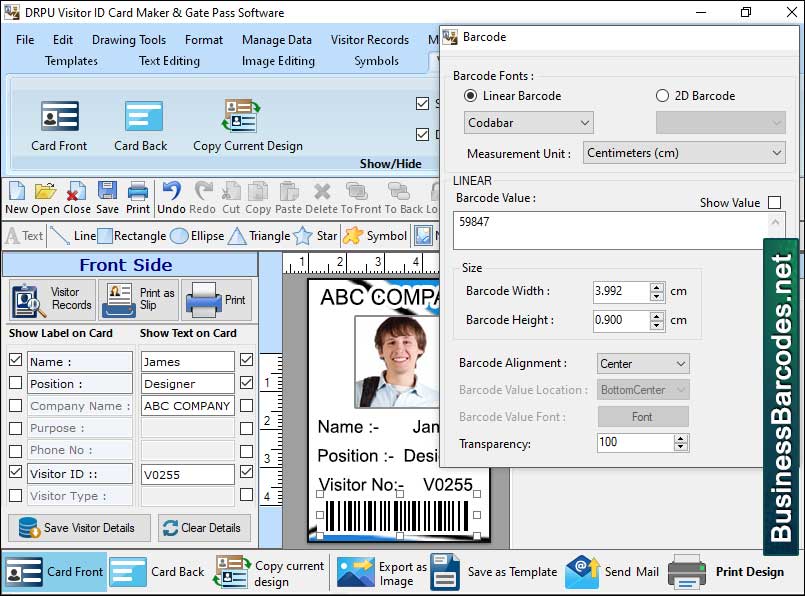 Designing Application for ID Cards, ID Card Printing Software, Gate Pass ID Card Designing Application, Professional ID Cards Creator Tool, Business Id Card Maker Program, Windows Visitor Id Card Designing Tool, Visitor ID Card Maker Application