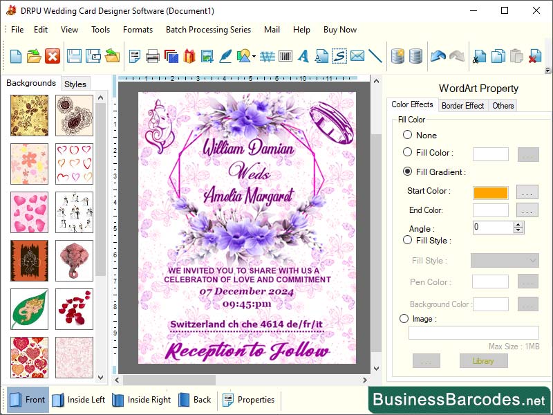 Screenshot of Wedding Invitation Design Software 9.4.2.6