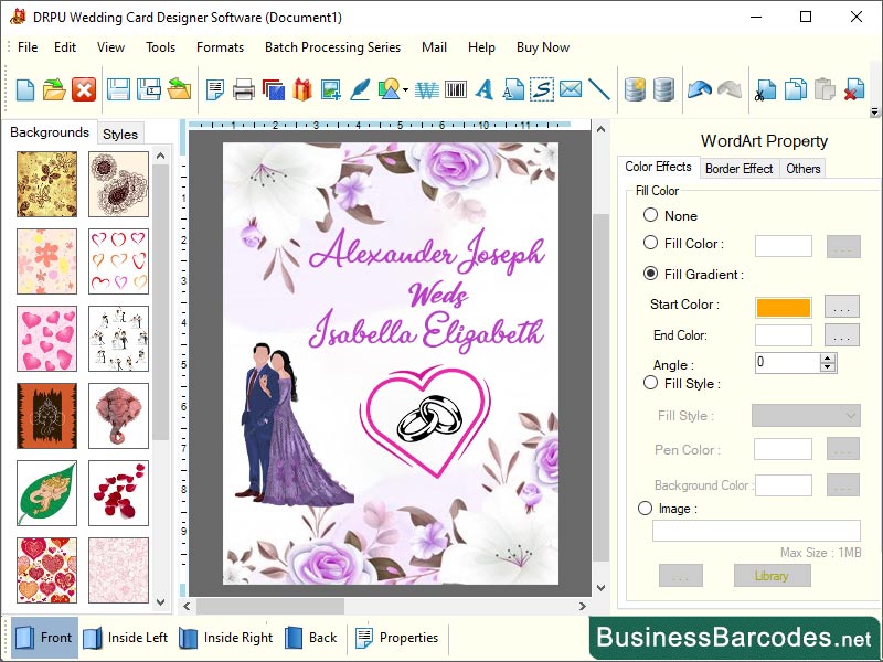 Screenshot of Professional Wedding Card Maker Tool