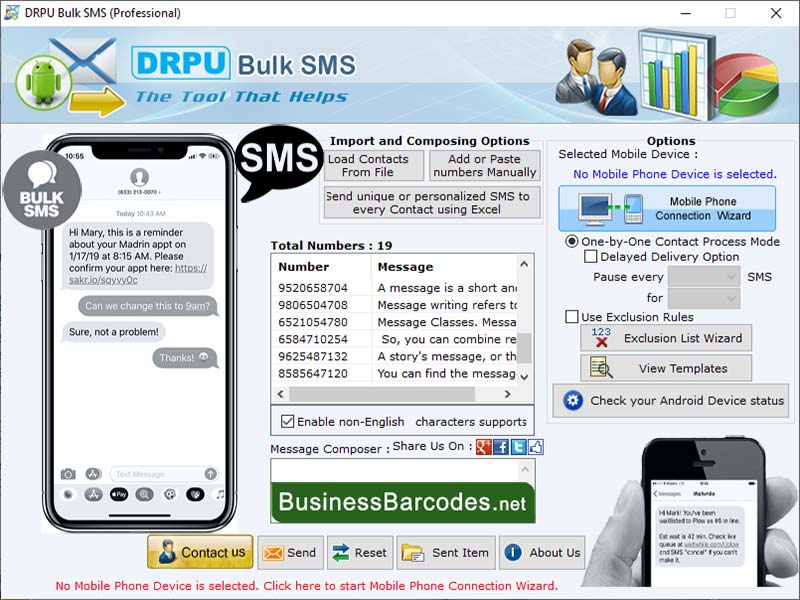 Screenshot of Bulk SMS Software Free Download 7.1.1.4